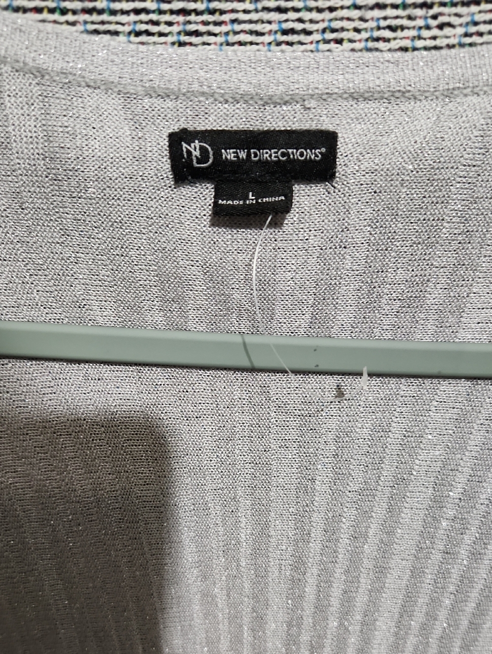 New Directions Silver Shimmer Ribbed Open-Front Cardigan - Picture 2 of 3